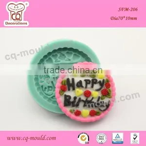 Cake Mold Happy Birthday Decor Silicone Mould Color Green thumbnail-1