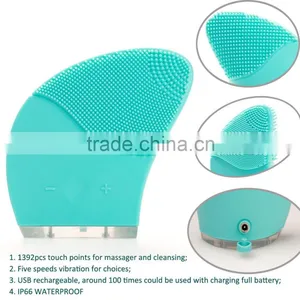 Soft Silicone Vibration Face Brush Cleansing Massage Brush for All Skins thumbnail-1