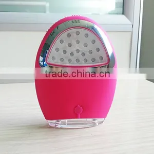 Rechargeable Silicon Face Cleanser Water-proof Vibrating Facial Massager With Red&blue Light thumbnail-3