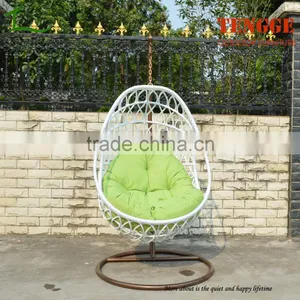 Single Seat White Rattan Hanging Chair for Outdoor thumbnail-1
