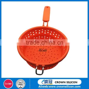 Collapsible Silicone Strainer With Handle, Silicone Food Colander thumbnail-2