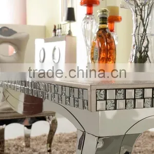 High End Royal Mosaic Decoration Livingroom Stainless Steel Furniture Coffee Table/center Table Covered by Real Leather/PU thumbnail-4