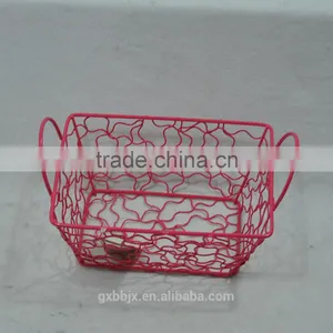 Set of Three Metal Wire Storage Basket With Handle thumbnail-6