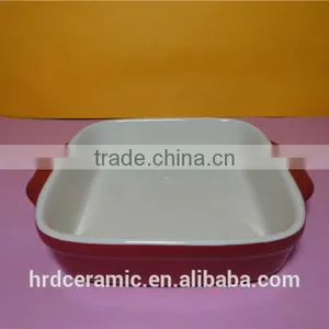 Microwave Safe Porcelain Red Oven Ware Bakeware With Handle thumbnail-3