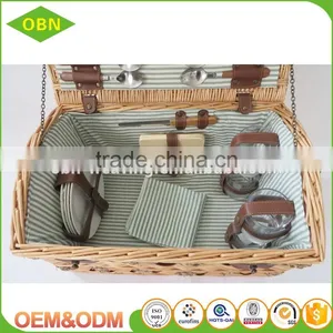 China Factory Custom Cheap Wholesale Personalized Luxury 4 - 6 Person Willow Woven Wicker Picnic Basket Set thumbnail-3