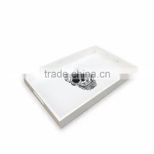 Black Skull White Lacquer Tray thumbnail-1