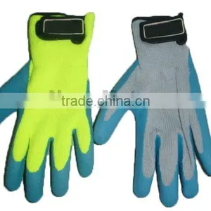 NMSAFETY 10 Gauge Grey Hi-viz Yellow /grey Polycotton Liner Coated Blue Latex Magic Buckle Glove thumbnail-1