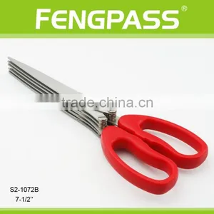 S2-1072B 7-1/4 Inch FDA/LFGB Standard PP Handle With Stainless Steel Power Cutting Five Blades Herb Scissors thumbnail-1