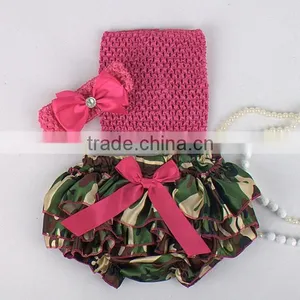 2015 Adorable Baby Diaper and Crochet Tube Top3 Sets , Satin Baby Bloomers, Baby Ruffle Bloomers thumbnail-3