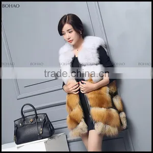 China Supplier Womens Luxury Long Fox Gilet Silver Fox Fur Vests thumbnail-5