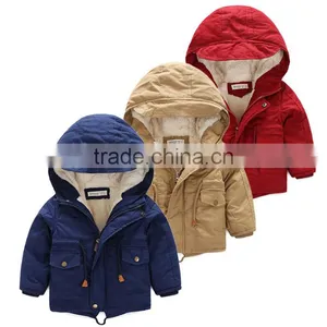 Pure Colour Kids Winter Jackets for Boy Baby Outwear Children Thick Winter Warm Coat thumbnail-1