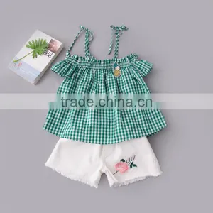 Wholesale Summer Girls New Design Stylish Check Blouse in 2017 thumbnail-2