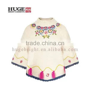 Fashion Style Lace Overlay At Shoulders Knitting Girls Sweaters thumbnail-1