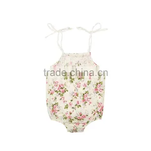 High Quality Summer Boutique Baby Clothing Rompers Baby Girl Floral Lace Rompers Infant and Toddlers Rompers thumbnail-3