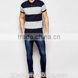 Factory Wholesale 100% Cotton Jersey Wide Stripe Men Polo Shirt Custom Your Own Logo thumbnail-4