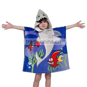 Velour Reactive Printing Poncho Towel for Kids thumbnail-1