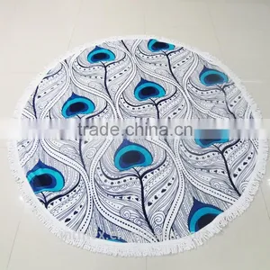 Custom Cotton Printing Round Beach Towel With Tassels thumbnail-2