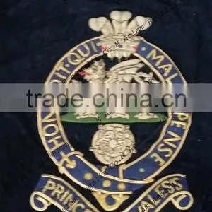 Hand Embroidered Bullion Wire Velvet Banner With Fringe & Sword Knot thumbnail-2