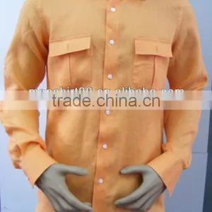 2016 Men's Organge Linen Shirt With Two Chest Pockets thumbnail-2