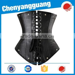 Accept OEM Faux Black Leather Corsets,plus Size Leather Corsets thumbnail-3