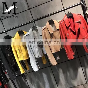 New Fashion Zipper Short Slim Leather Jacket Suppliers Genuine Womens Leather Jacket thumbnail-5