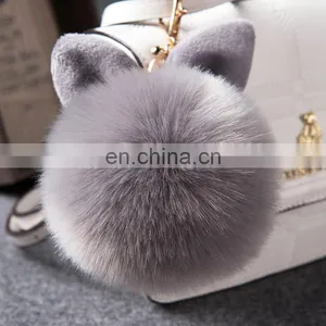 Cute Rabbit Ear Hair Ball Ornaments Fashion Fur Bag Pendant Plush Keychain thumbnail-5
