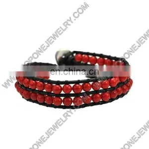 Fashion Leather Blue Beaded Wrap Bracelet for Sale thumbnail-5