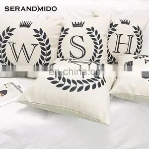 The Letter Cotton Linen Plain Custom Printing Cushion Covers thumbnail-1