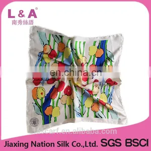Hand Sewing the Tulip Digital Printed Pure Silk Twill Scarves thumbnail-1