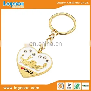 Custom Embossing Venezia Souvenir Heart Keyring Metal Keychain thumbnail-2