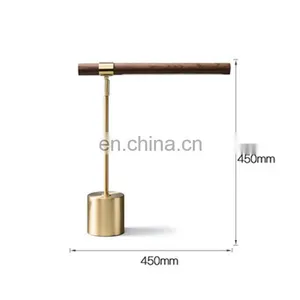 Wholesale Nordic Italy Design Natural Wood Mental Bed Side LED Wooden Modern Table Lamp Desk Light for Hotel thumbnail-6