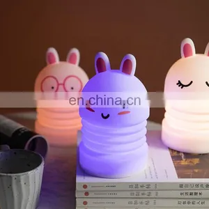 New Design Baby Bedside Silicone Light 7 Colors Changing Tap Bunny Led Night Light thumbnail-1