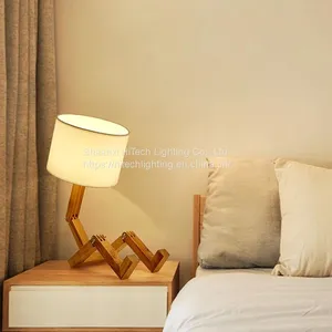 Table Lamp Solid Wood Storage Bedroom Bedside Table Light Folding Nordic Read Lights for Home Decoration Kids Desktop Desk Lamp thumbnail-2