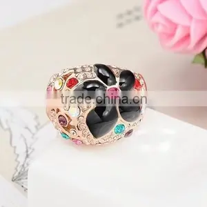 Shinning Brass Micro Pave Gold Flower Engagement Rings Jewelry Anillo Para Mujer Esposa Muchachas Chicas thumbnail-3