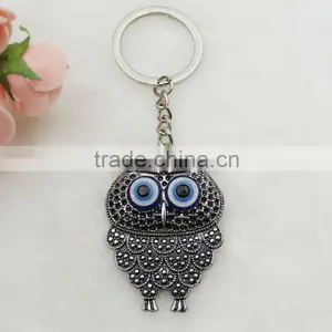 Islamic Blue Evil Eye Silver Owl Gift Pendant Keychain thumbnail-1