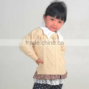 Anti-shrink Knitted Pattern Jumper Girls Polo Pullover Sweater Dress thumbnail-2