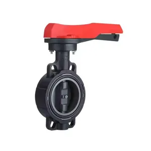 DIN ASTM JIS Standard Manual Lever Hand Plastic PVC Handled Wafer Type Butterfly Valve thumbnail-1