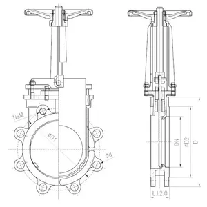 JIS ASME ANSI DN50-DN1200 4in 6in CF8 Knife Gate Valve With Double Action Pneumatic Actuator for Slurry Use thumbnail-5