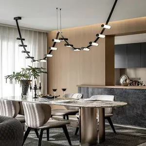 Masolight Leather Belt Zigzag LED Pendant Light | Linear Chandelier thumbnail-2