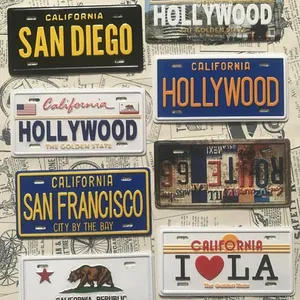 Wholesale Price Personalized California Los Angeles San Francisco San Diego Tourist Keepsake Custom Metal Stamped Souvenir License Plates thumbnail-1