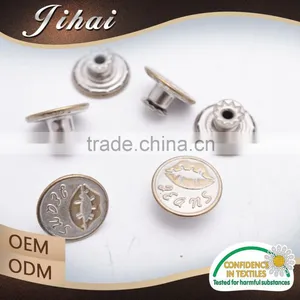 Sewing Accessory Anti-Siver Shank Metal Cap Jean Button For Jeans With Logo thumbnail-2