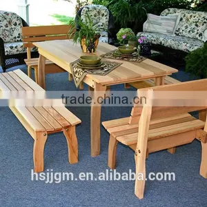 Outdoor Wooden Patio Table Set thumbnail-2