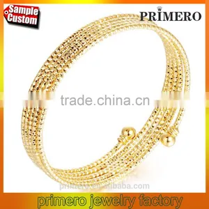India Spiral Spring Multilayer 18k Gold Plated Bracelet Bangle Wedding Jewelry thumbnail-1