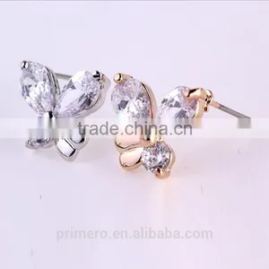 New Fashion Rolled Jewelry Gold Butterflies Crystal Earring For Women thumbnail-3