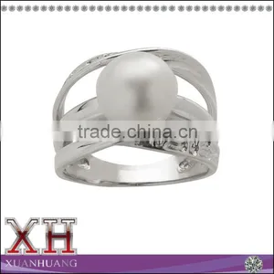 Sterling Silver White Rhodium Plated Freshwater Pearl Ring 9.5-10m thumbnail-1