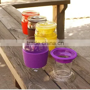 Heat Resistant Glass Cups With Silicon Rubber Case for Personal Use thumbnail-2