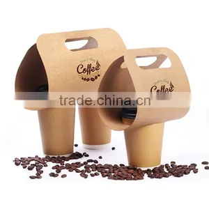 Take Away Disposable Kraft Paper Coffee Cup Drink Carrier, Coffee Paper Cup Holder thumbnail-5