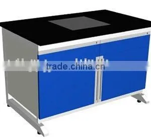 Steel Lab Balance Table Natural Marble Table thumbnail-1