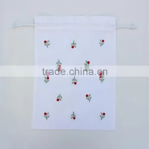 Flowers Embroidered Drawstring Laundry Bags, Personalized Monogrammed Lingerie Bag thumbnail-2