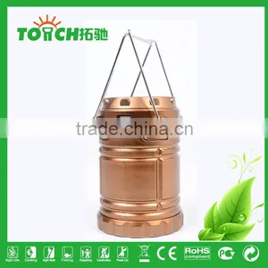 Golden Color Plastic Rechargeable Lantern Light Solar Energy Tent Camping Light for 3*AA Battery thumbnail-2